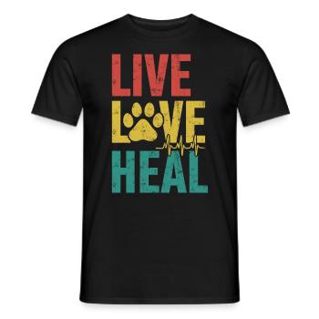 Vivre l’amour guérir drôle médecine vétérinaire rétro - T-shirt homme - noir - Devant - AI Model Male 178 light (178cm)