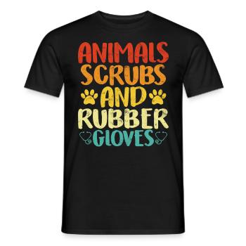 Tiere Scrubs und Gummihandschuhe Retro Lustig - Männer T-Shirt - Schwarz - Vorne - AI Model Male 178 light (178cm)
