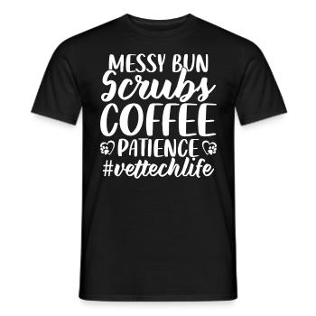 Unordentliches Brötchen Peelings Kaffee Geduld Lustig Tierarzt Tech - Männer T-Shirt - Schwarz - Vorne - AI Model Male 178 light (178cm)