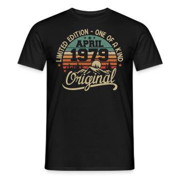 Vintage April 1979 - Original Gift April 1979 - Men's T-Shirt - black - Front - AI Model Male 178 light (178cm)