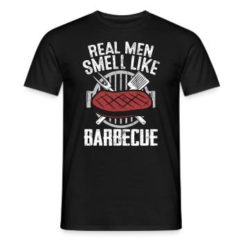 Echte Männer riechen nach BBQ Lustiges Fleisch Räuchern - Männer T-Shirt - Schwarz - Vorne - AI Model Male 178 light (178cm)