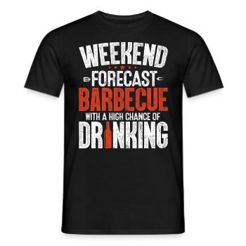 Wochenendvorhersage BBQ Smoker Lustiges Trinken - Männer T-Shirt - Schwarz - Vorne - AI Model Male 178 light (178cm)