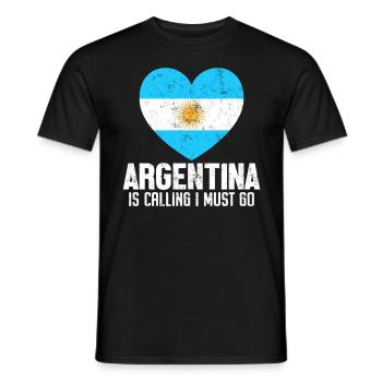 Funny Argentina Flag South America Argentinian - Men's T-Shirt - black - Front - AI Model Male 178 light (178cm)
