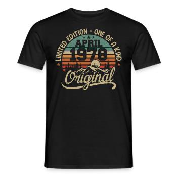Millésime Avril 1978 - Cadeau Original April 1978 - T-shirt homme - noir - Devant - AI Model Male 178 light (178cm)