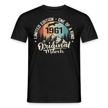 March 1961 Birthday Gift - Born in march 1961 - Men's T-Shirt - black - Front - AI Model Male 178 light (178cm)