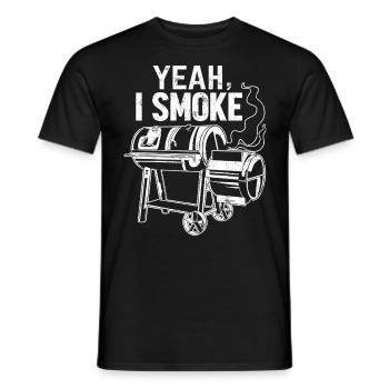 Yeah I Smoke Funny BBQ Grilling Pitmaster - Men's T-Shirt - black - Front - AI Model Male 178 light (178cm)