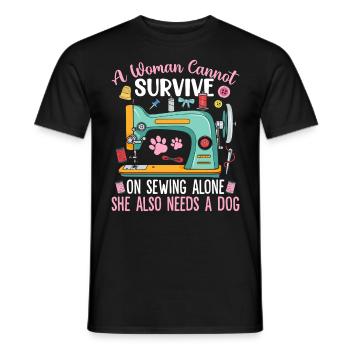 Couture chien couture main couture tissu courtepointe chien - T-shirt homme - noir - Devant - AI Model Male 178 light (178cm)