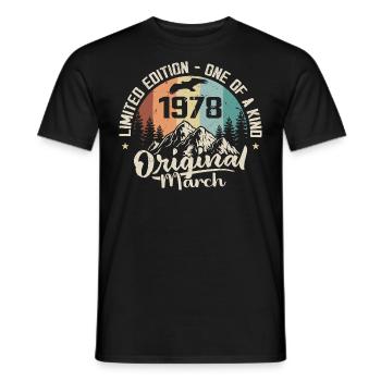 Mars 1978 cadeau Anniversaire - Born in march 1978 - T-shirt homme - noir - Devant - AI Model Male 178 light (178cm)