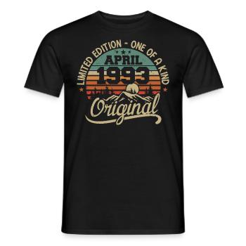Vintage April 1993 - Original Gift April 1993 - Men's T-Shirt - black - Front - AI Model Male 178 light (178cm)