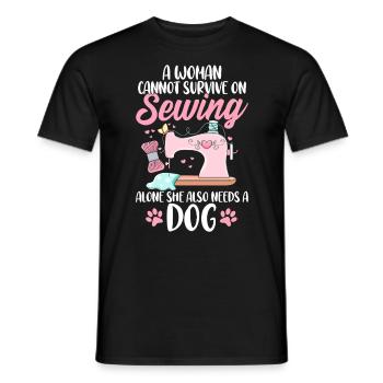 Funny Sewing Dog Quilting Crochet Hobbyist Dog - Men's T-Shirt - black - Front - AI Model Male 178 light (178cm)