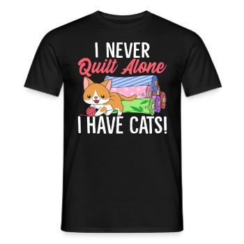 Je ne quilte jamais seul J’ai des chats Quilting drôle - T-shirt homme - noir - Devant - AI Model Male 178 light (178cm)