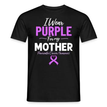 Je porte du violet pour ma mère du pancréas violet - T-shirt homme - noir - Devant - AI Model Male 178 light (178cm)
