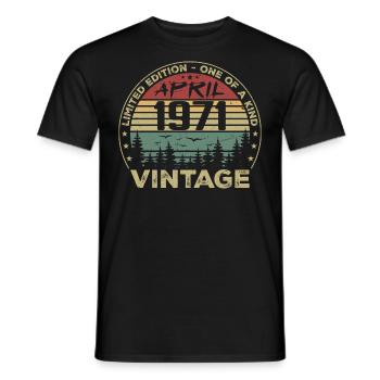Cadeau Vintage Avril 1971 Anniversaire - T-shirt homme - noir - Devant - AI Model Male 178 light (178cm)