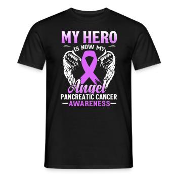 Mon héros est maintenant mon ange Ruban violet pancréatique - T-shirt homme - noir - Devant - AI Model Male 178 light (178cm)