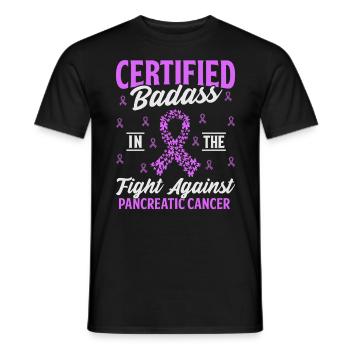 Certifié Badass Purple Ribbon Cancer du pancréas - T-shirt homme - noir - Devant - AI Model Male 178 light (178cm)