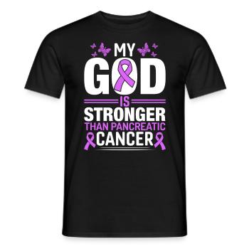 Mein Gott ist stärker als Bauchspeicheldrüsenkrebs Lila - Männer T-Shirt - Schwarz - Vorne - AI Model Male 178 light (178cm)