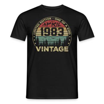 Cadeau Vintage Avril 1983 Anniversaire - T-shirt homme - noir - Devant - AI Model Male 178 light (178cm)