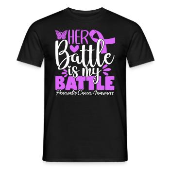 Her Battle Is My Battle Purple Ribbon Pancreatic - Men's T-Shirt - black - Front - AI Model Male 178 light (178cm)