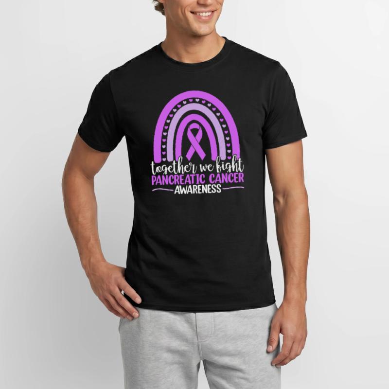 Gemeinsam bekämpfen wir den Krebs Lila Boho Regenbogen Männer T-Shirt