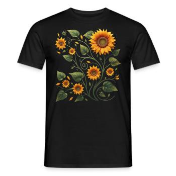 Sunflower Vine Sunflower Sunflower Bouquet - Men's T-Shirt - black - Front - AI Model Male 178 light (178cm)