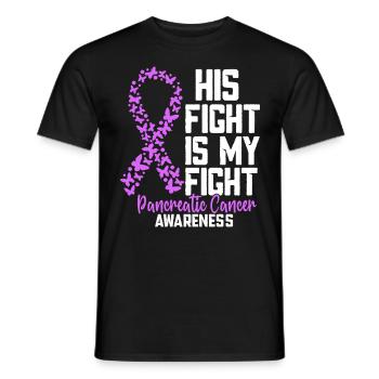 Son combat est mon combat Cancer du pancréas violet - T-shirt homme - noir - Devant - AI Model Male 178 light (178cm)