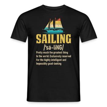 Funny Sailing Sea Captain Retro Sailboat Cruising - Men's T-Shirt - black - Front - AI Model Male 178 light (178cm)