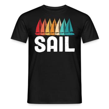 Sail Dinghy Sailboat Sea Captain Retro Funny - Men's T-Shirt - black - Front - AI Model Male 178 light (178cm)