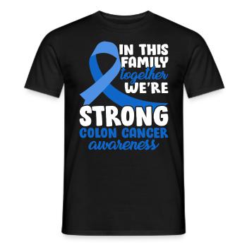 Family Together Blue Ribbon Colorectal Colon - Men's T-Shirt - black - Front - AI Model Male 178 light (178cm)
