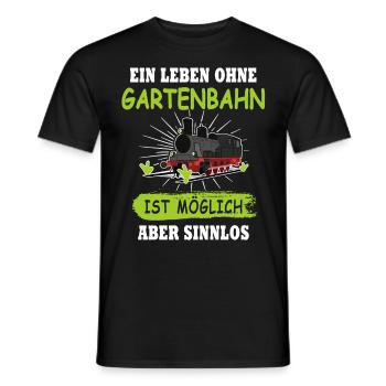 Gartenbahn Eisenbahn Garten Dampflok - Männer T-Shirt - Schwarz - Vorne - AI Model Male 178 light (178cm)