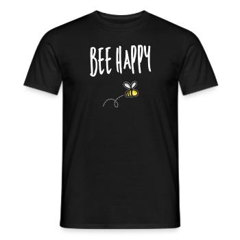 Bee happy bee beekeeper wasp honey saying bees - Men's T-Shirt - black - Front - AI Model Male 178 light (178cm)