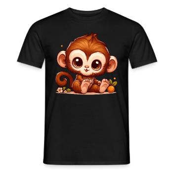MONKEY, MONKEY, BANANA, TREE, ANIMAL, ZOO, CLIMBING, BABY - Men's T-Shirt - black - Front - AI Model Male 178 light (178cm)