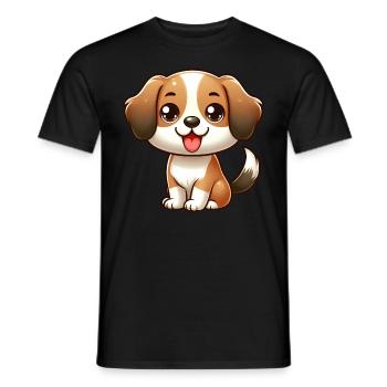 DOG BEAGLE CHIBI BABY PUPPY FLOPPY EAR ANIMAL LOVE - Men's T-Shirt - black - Front - AI Model Male 178 light (178cm)