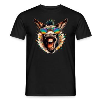 ASS CRAZY HORSE COLORFUL HIPPIE GRASS PARTY DONKEY - Men's T-Shirt - black - Front - AI Model Male 178 light (178cm)