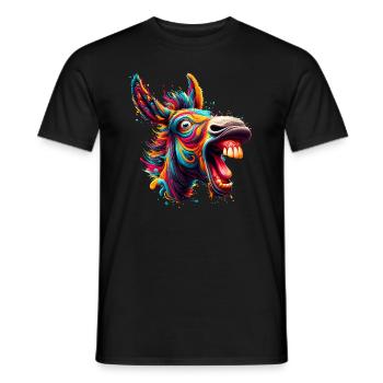 ASS CRAZY HORSE COLORFUL COLORS EARS PARTY DONKEY - Men's T-Shirt - black - Front - AI Model Male 178 light (178cm)