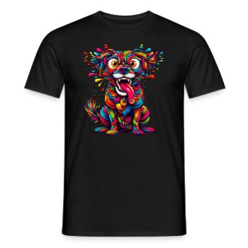 DOG CRAZY COLORFUL COLORFUL RAINBOW BLOB - Men's T-Shirt - black - Front - AI Model Male 178 light (178cm)