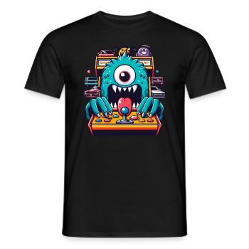 ARCADE SPIELAUTOMAT CASINO JOYSTICK MONSTER CRAZY - Männer T-Shirt - Schwarz - Vorne - AI Model Male 178 light (178cm)