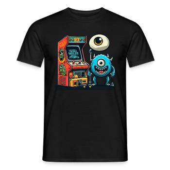 ARCADE SPIELAUTOMAT CASINO JOYSTICK MONSTER CRAZY - Männer T-Shirt - Schwarz - Vorne - AI Model Male 178 light (178cm)