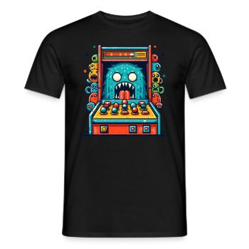 ARCADE SPIELAUTOMAT CASINO JOYSTICK MONSTER CRAZY - Männer T-Shirt - Schwarz - Vorne - AI Model Male 178 light (178cm)