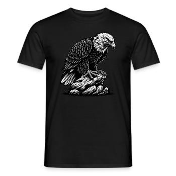 EAGLE, BIRD OF PREY, HAWK, HUNTER, FLIGHT, MAJESTY, FEATHER - Men's T-Shirt - black - Front - AI Model Male 178 light (178cm)