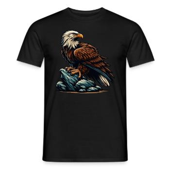EAGLE, BIRD OF PREY, HAWK, HUNTER, FLIGHT, MAJESTY, FEATHER - Men's T-Shirt - black - Front - AI Model Male 178 light (178cm)