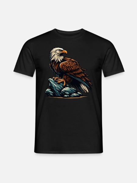 EAGLE, BIRD OF PREY, HAWK, HUNTER, FLIGHT, MAJESTY, FEATHER - Men's T-Shirt - black