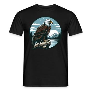 EAGLE, BIRD OF PREY, HAWK, HUNTER, FLIGHT, MAJESTY, FEATHER - Men's T-Shirt - black - Front - AI Model Male 178 light (178cm)