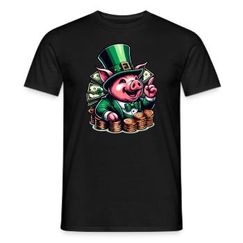 LUCKY PIG JACKPOT MONEY RICH PROSPERITY GREEN - Men's T-Shirt - black - Front - AI Model Male 178 light (178cm)