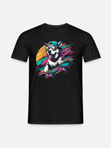 SIBERIAN HUSKY HUND SKATEBOARD SPORT BRILLE COOL - Männer T-Shirt - Schwarz