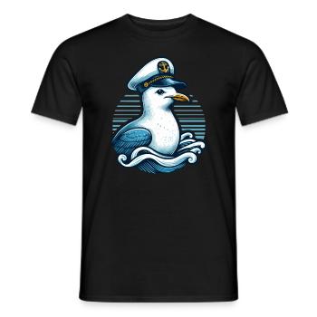 MÖWE KAPITÄN MÜTZE MEER WELLEN MARITIM BLAU ANKER - Männer T-Shirt - Schwarz - Vorne - AI Model Male 178 light (178cm)