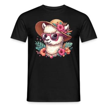 TSCHAKKA ALPAKA HIP TRENDY BLUME SONNENHUT FLOWER - Männer T-Shirt - Schwarz - Vorne - AI Model Male 178 light (178cm)