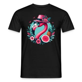 FLAMINGO SUMMER RETRO NEON VIBES HOLIDAY GIRL WOMAN - Men's T-Shirt - black - Front - AI Model Male 178 light (178cm)