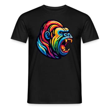 ROARING GORILLA MONKEY ANIMAL AGGRESSIVE EVIL SCREAM - Men's T-Shirt - black - Front - AI Model Male 178 light (178cm)