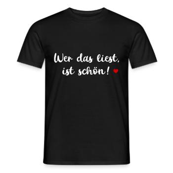 WER DAS LIEST IST SCHÖN SPRUCH POSITIVE SPRÜCHE - Männer T-Shirt - Schwarz - Vorne - AI Model Male 178 light (178cm)