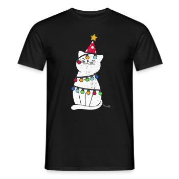 Cadeau de noël chat noël noël - T-shirt homme - noir - Devant - AI Model Male 178 light (178cm)